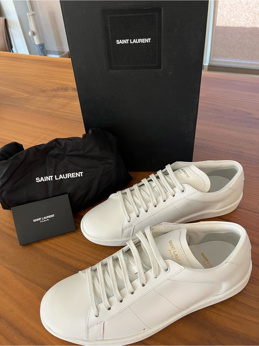 Saint Laurent White Leather Low-Top Sneakers — Minimal Lace-Up Men’s Trainers